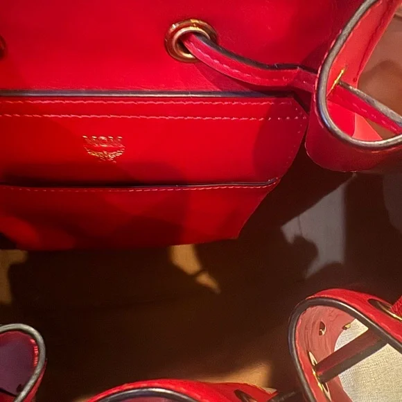 MCM Claudia Red Leather Backpack - Picture 6 of 6